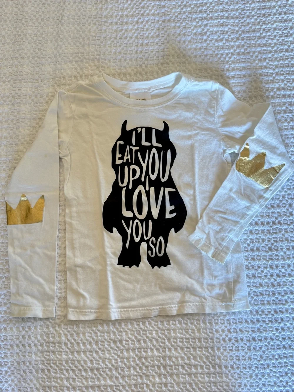 Where the Wild Things Are Kids White Long-Sleeve Top with Black Monster Print
